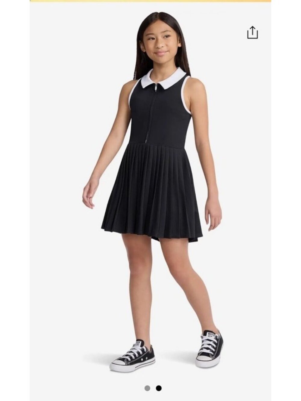 Abercrombie Kids YPB Black Quarter Zip Pleated Active Tennis Dress 17/18